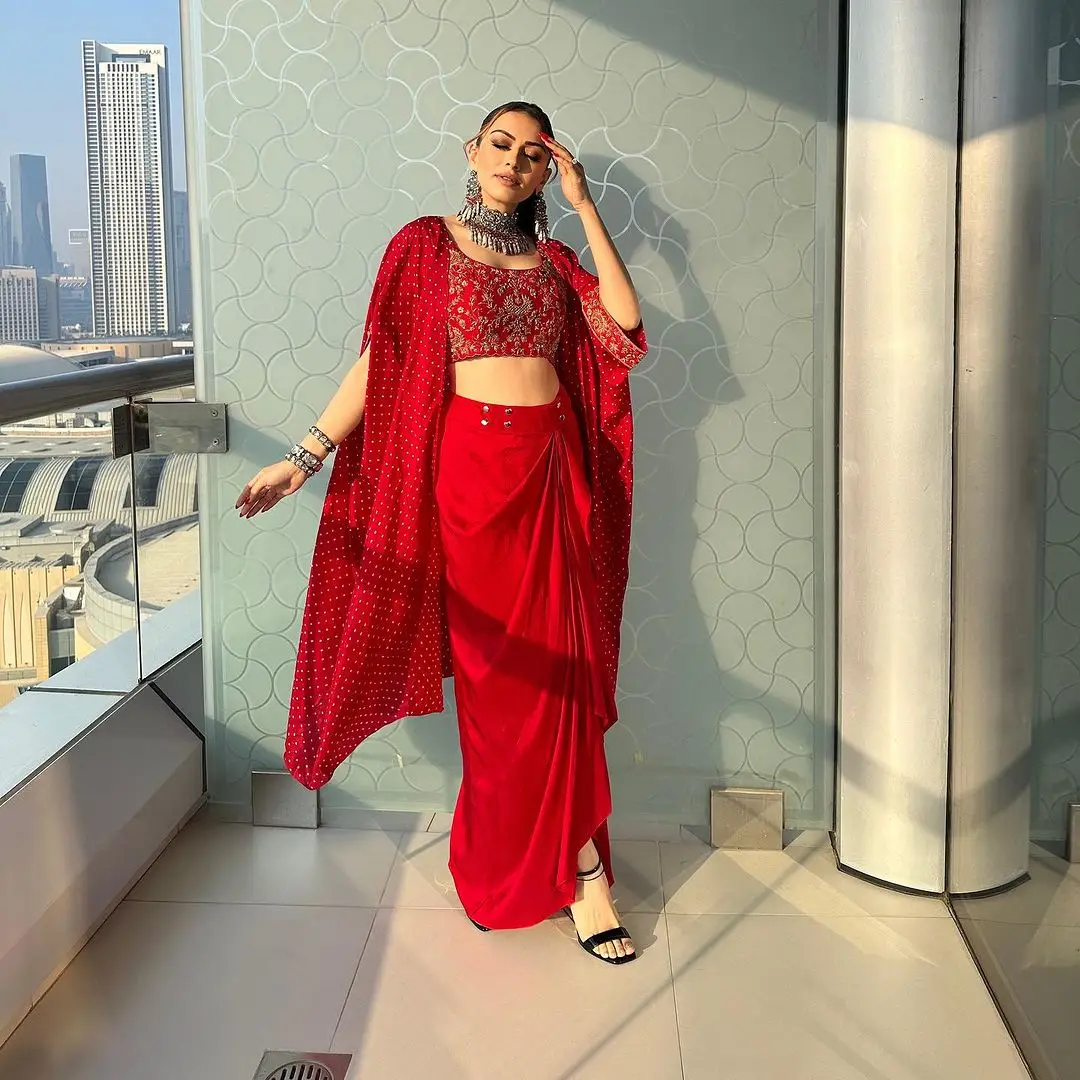 Indian Actress Hansika Motwani Photoshoot in Red Lehenga Choli